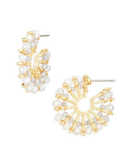 Cara Metallic Beaded Sunray Hoop Earrings