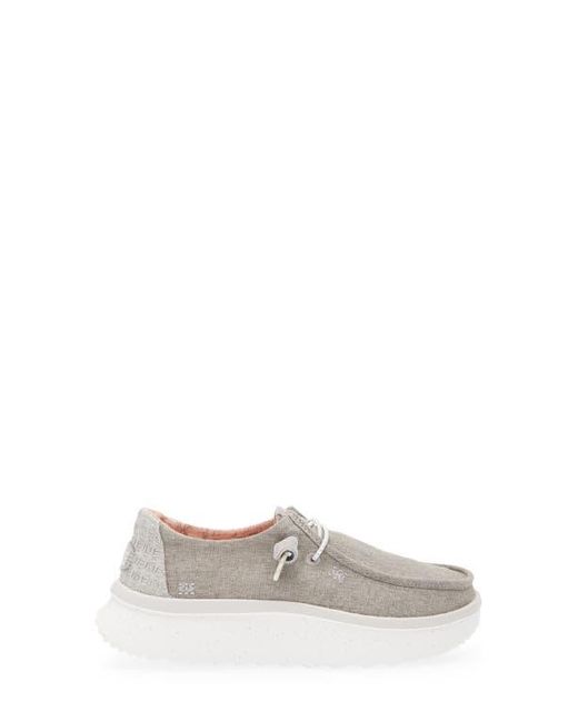 HeyDude White Wendy Peak Chambray Slip-On Moc Toe Shoe