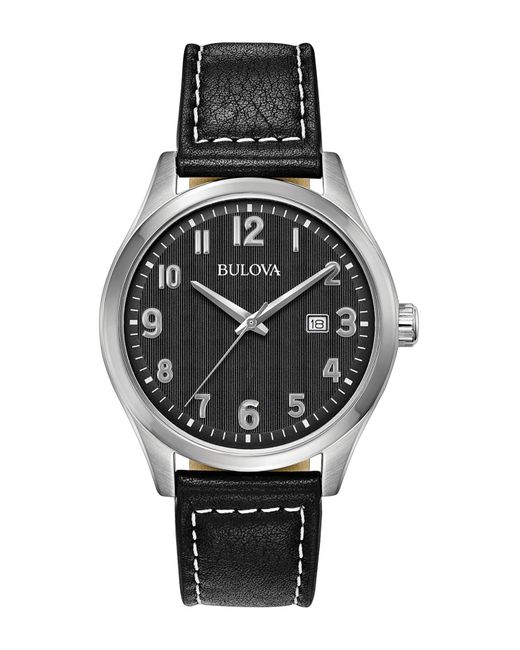 Bulova Men's Analogue Classic Quartz Leather Strap Watch, 41mm in Black for Men - Lyst