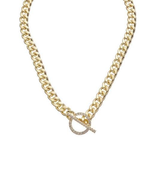 Juvell Metallic Cubic Zirconia Toggle Curb Chain Necklace