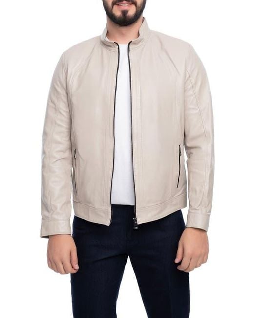 VELLAPAIS Natural Smooth Leather Jacket for men