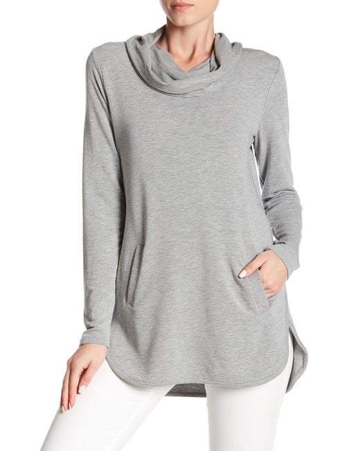 Cable & Gauge Gray Cowl Neck Pocket Tunic