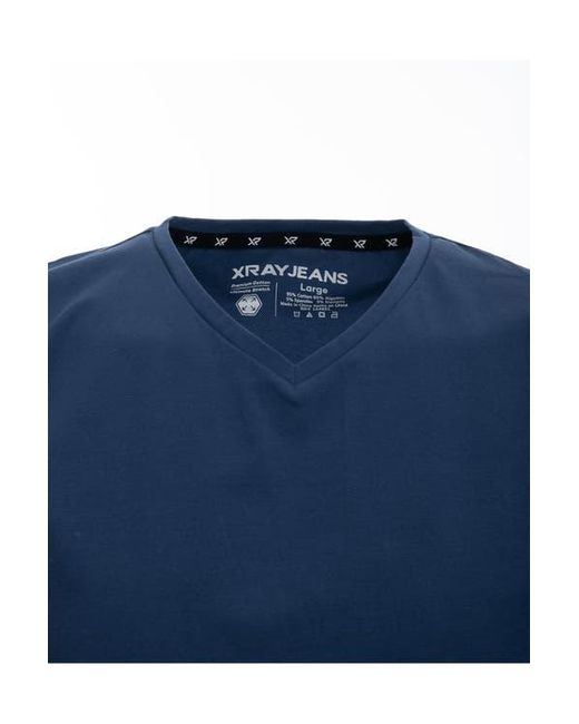 Xray Jeans Blue V-Neck Stretch Cotton T-Shirt for men