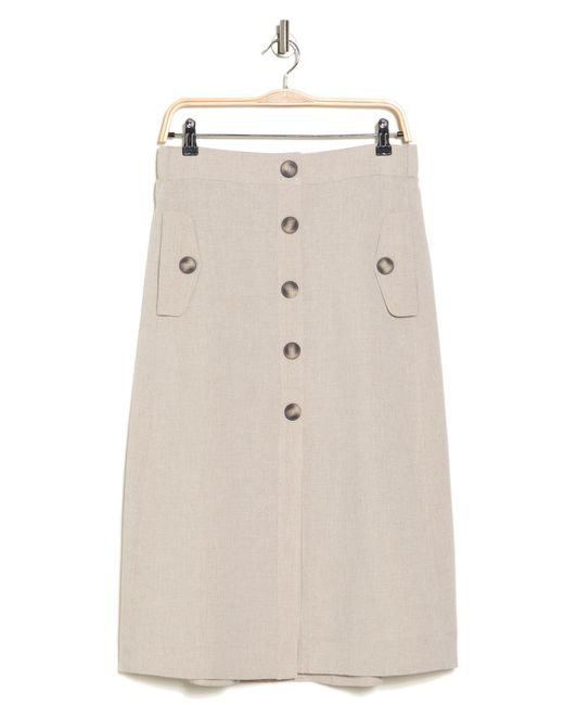 Adrianna Papell Natural Button Front Utility Skirt