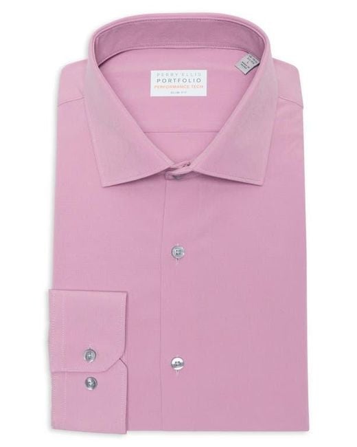 Perry Ellis Pink Performance Tech Solid Shirt for men