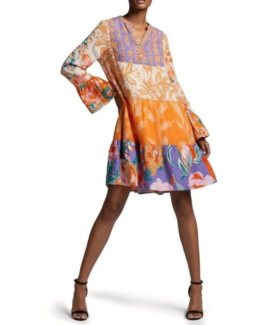 Saachi Orange Patchwork Cotton Tunic