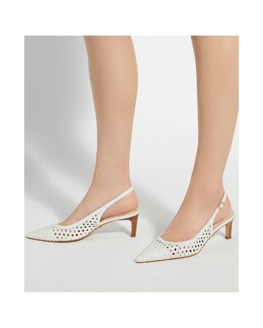 Dune White Divided Pointed Toe Slingback Pump