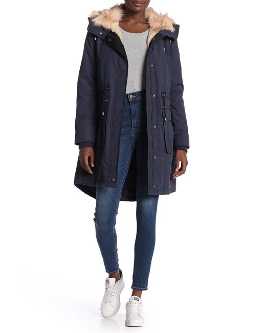 Lucky Brand Faux Fur Lined Parka in Blue