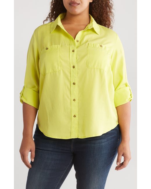 Sanctuary Yellow Long Sleeve ® Lyocell Button-up Shirt