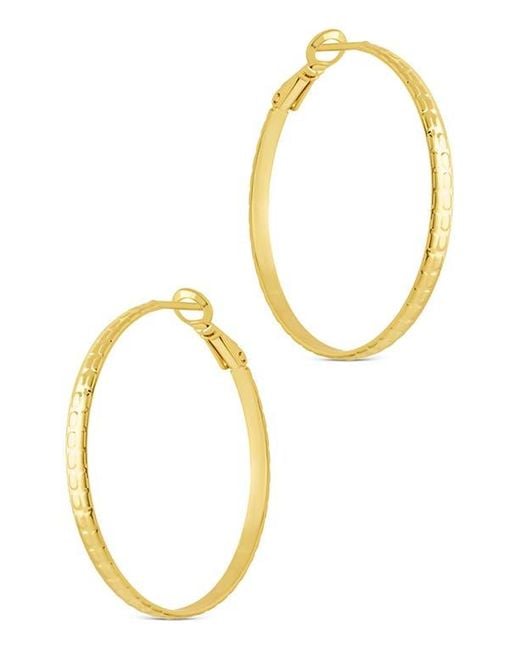 Sterling Forever Metallic Jessalyn Textured Hoop Earrings