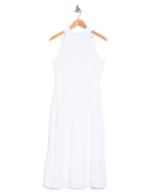 Sam Edelman White Textured Halter Neck Sleeveless Dress