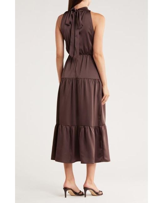 Sam Edelman Purple High Neck Fluid Satin Midi Dress