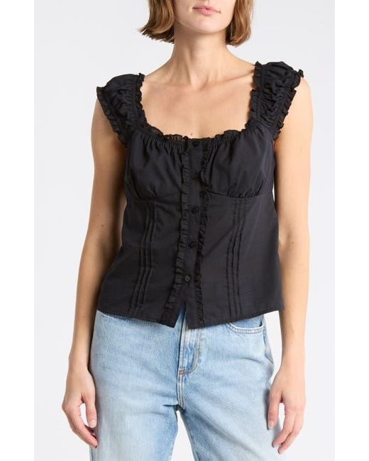 Abound Black Button Front Cotton Top