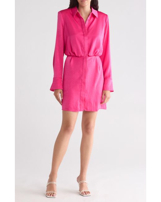 BCBGMAXAZRIA Pink Long Sleeve Chiffon Shirtdress