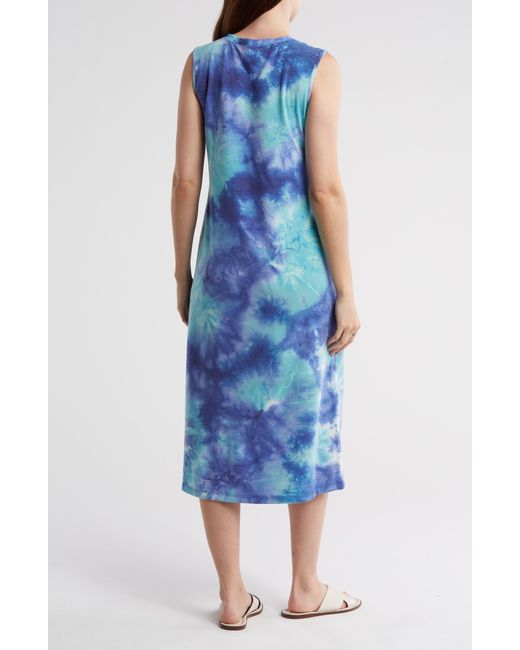 Connected Apparel Blue Tie Dye French Terry Maxi Dress