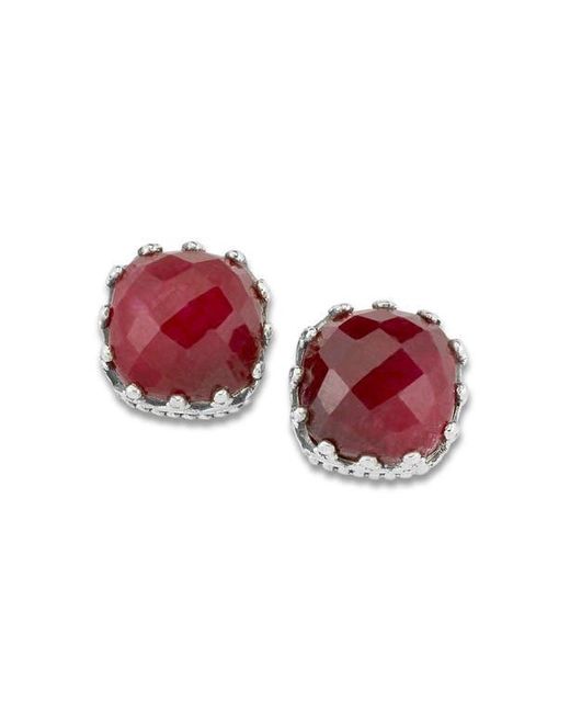 Samuel B. Red Cushion Cut Ruby Stud Earrings