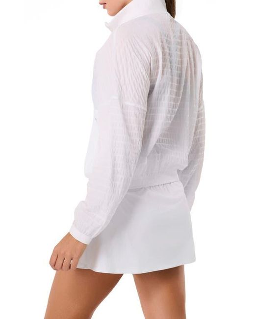 Spanx White Active Run Water Resistant Half-Zip Jacket