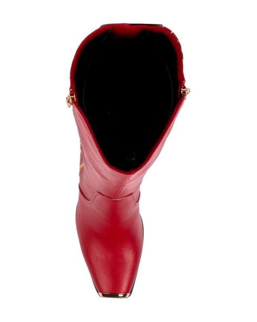 Ninety Union Red Link Nipped Toe Knee High Boot