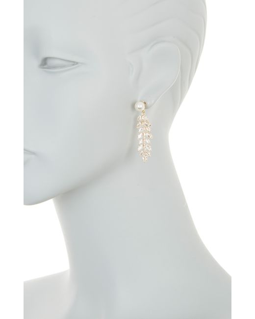 Tasha Natural Crystal & Imitation Pearl Leaf Drop Earrings