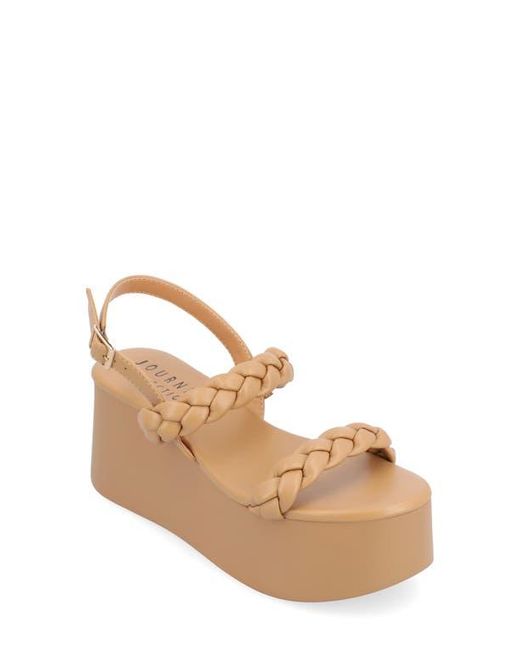 Journee Collection Zannah Braided Platform Sandal in Natural | Lyst