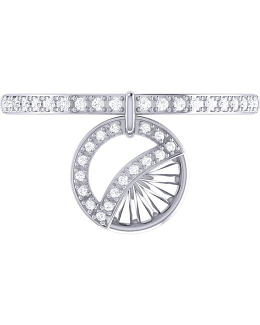 LuvMyJewelry Women's White Moon Phases Diamond Charm Ring