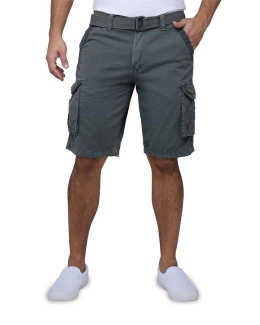 Xray Jeans Gray Belted Cotton Twill Cargo Shorts for men