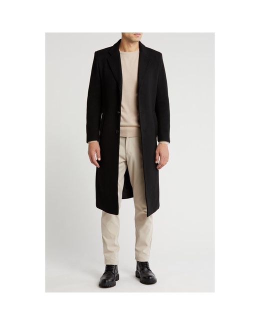 Braveman Black Three Button Knee Length Coat for men