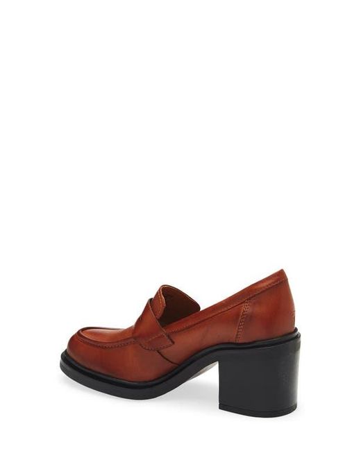 Miz Mooz Brown Day Block Heel Penny Loafer