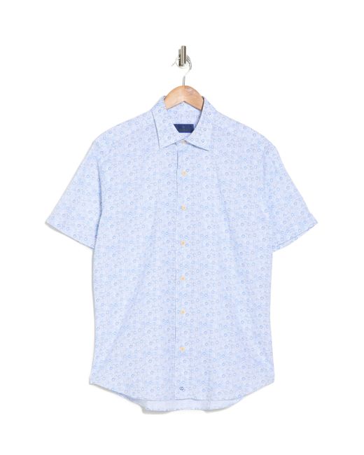 David Donahue White Neat Casual Short Sleeve Button-up Shirt for men