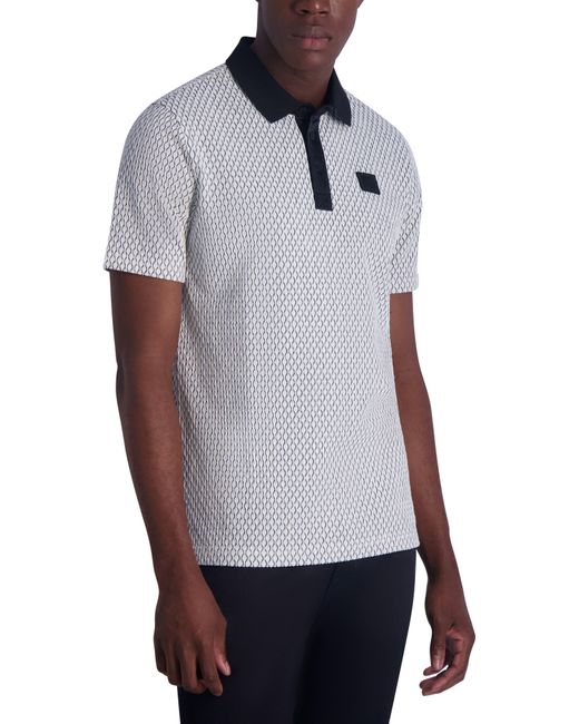 Karl Lagerfeld Gray Wavy Texture Performance Polo for men