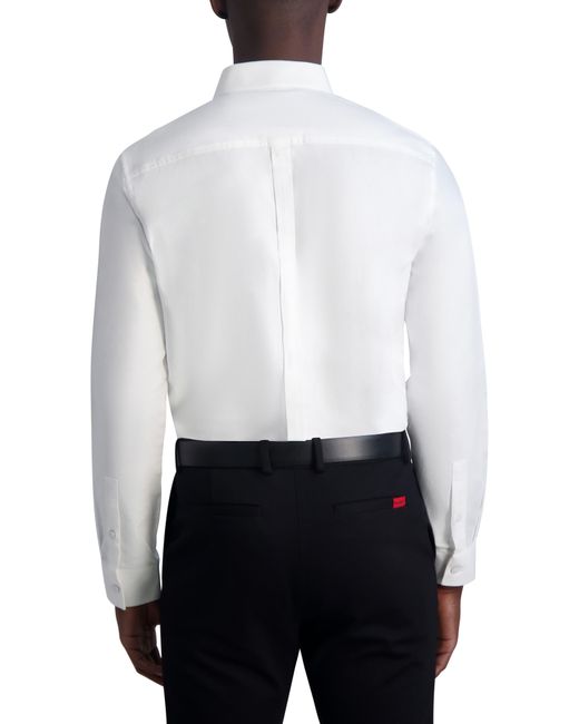 Karl Lagerfeld White Slim-fit Jacquard Woven Shirt for men