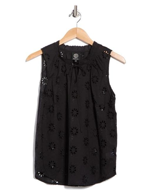 Bobeau Black Sleeveless Eyelet Top