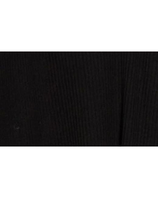AREA STARS Black Raya Long Sleeve Rib Midi Dress