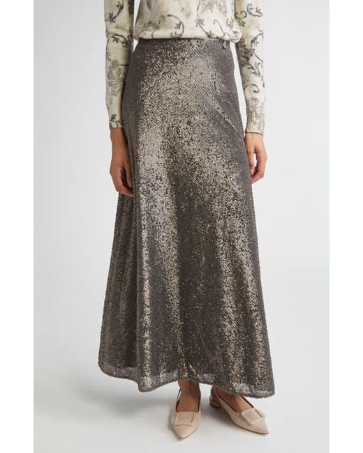 Herno Brown Sequin A-Line Skirt