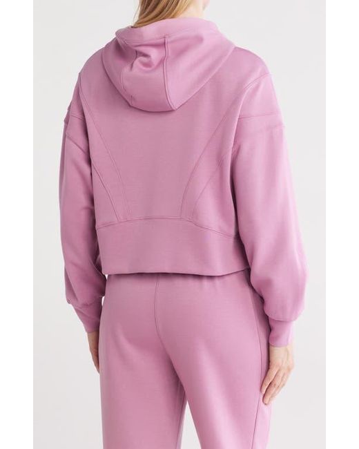90 Degrees Pink New Flow Scuba Knit Crop Hoodie