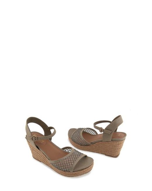 Kenneth Cole Gray Caegan Rhinestone Mesh Espadrille Wedge Sandal