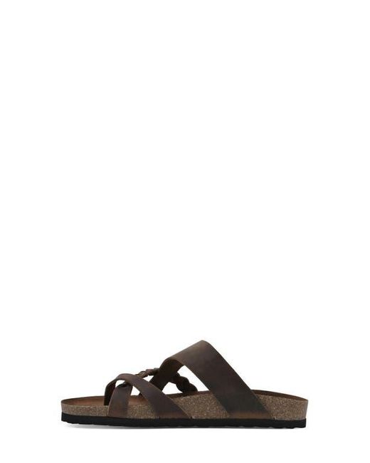 White Mountain Brown Braided Strappy Slide Sandal