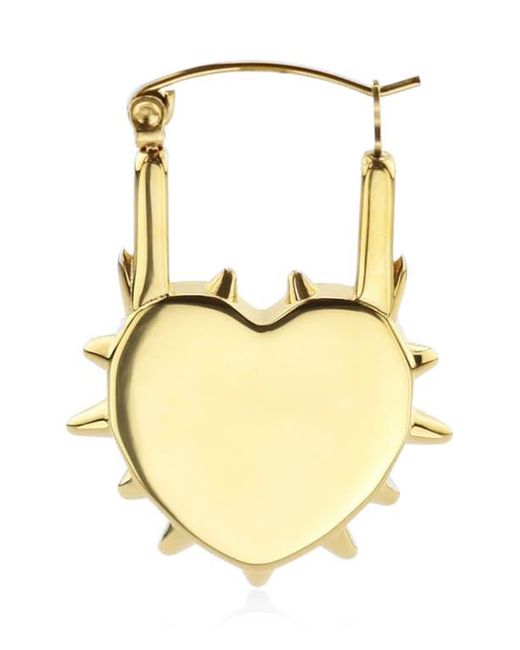 Rebel Metallic Spiked Heart Huggie Hoop Earrings