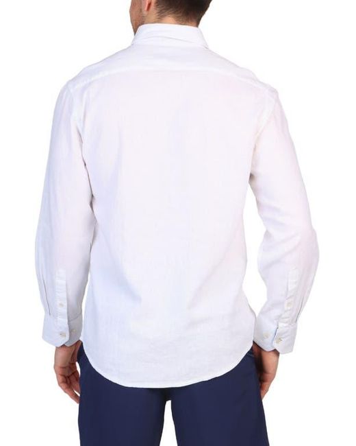 Tailorbyrd White Linen Blend Button-Down Shirt for men