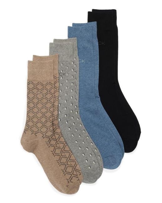 Calvin Klein Blue 4-Pack Assorted Crew Socks for men