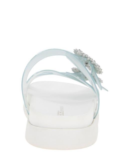 BCBGeneration White Jia Rhinestone Slide Sandal