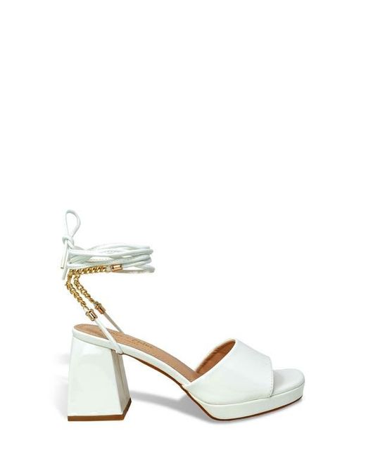 In Touch Footwear White Zendaya Chain Ankle Wrap Platform Sandal