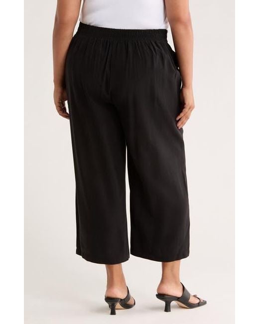 Max Studio Black Brushed Twill Crop Wide Leg Pants