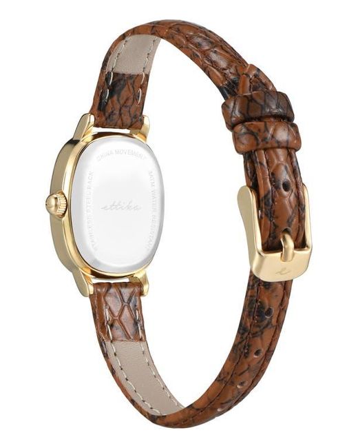Ettika Brown Square Case Leather Strap Watch