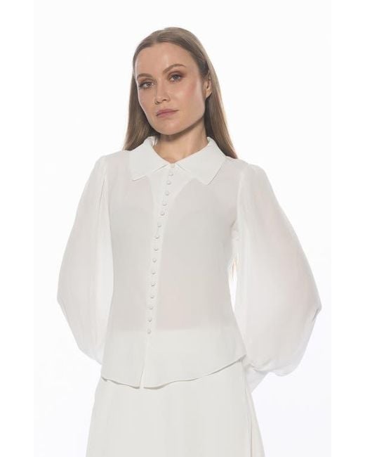 Alexia Admor White Rah Covered Button-Down Top