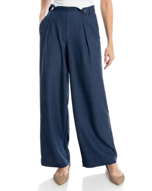 Max Studio Blue Pleated Woven Pants