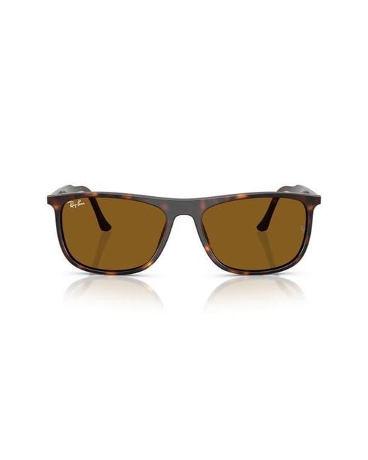 Ray-Ban Brown 58Mm Rectangular Sunglasses for men