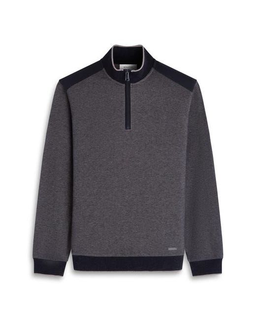 Bugatchi Black Mélange Quarter Zip Top for men