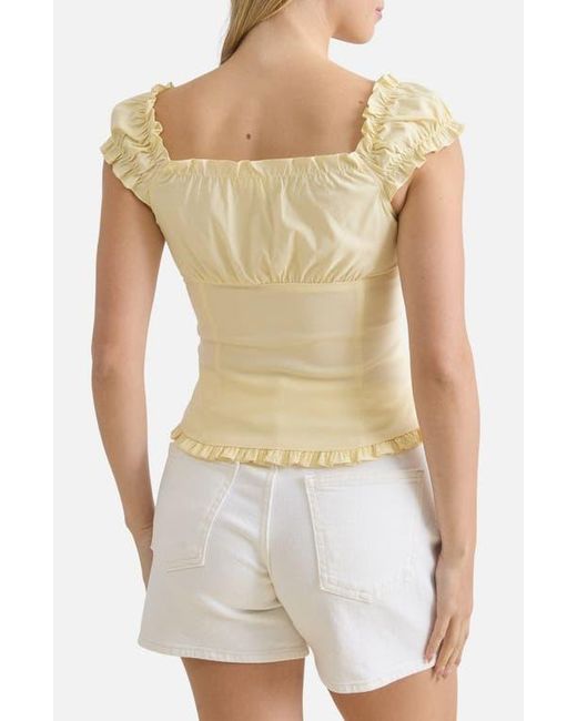 Blu Pepper White Cap Sleeve Button Top