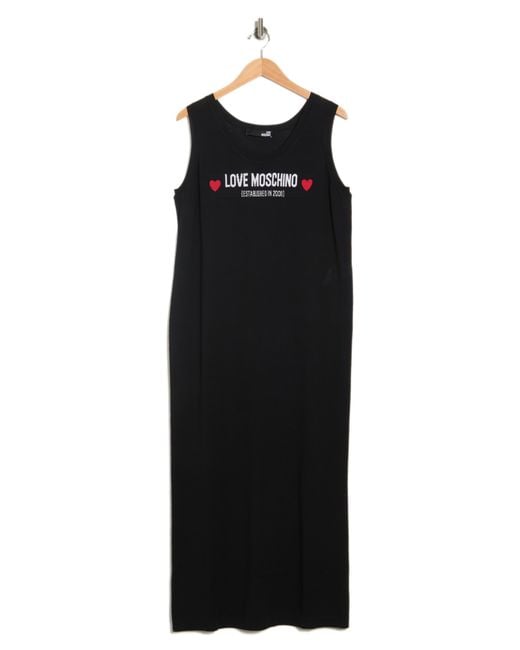Love Moschino Vestito Big Logo Tank Dress In Black At Nordstrom Rack | Lyst